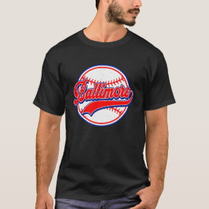 T-shirt Vintage Baltimore Cityscape Baseball Pour Hommes F