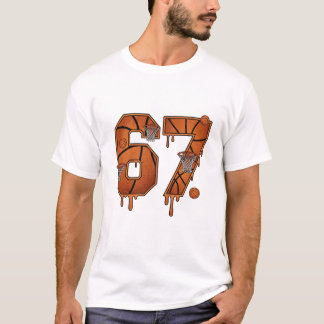 T-shirt Vintage Basketball Drip Number 67 Jersey GrT-Shirt