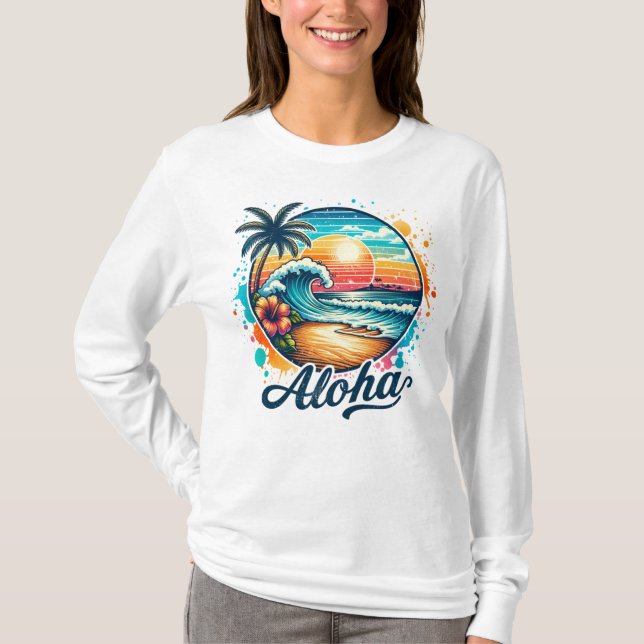 T-shirt Vintage Beach Aloha Sublimation-94953 (Devant)