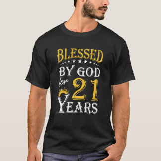 T-shirt Vintage béni par Dieu pendant 21 ans heureux 21e