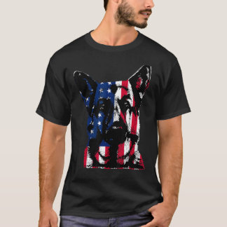 T-shirt Vintage Berger Allemand Avec Drapeau Usa 4 Juillet