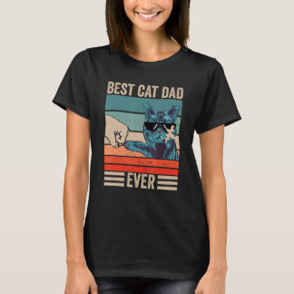 T-shirt Vintage Best Cat Dad Ever Bump Fist Fathers Day Ca