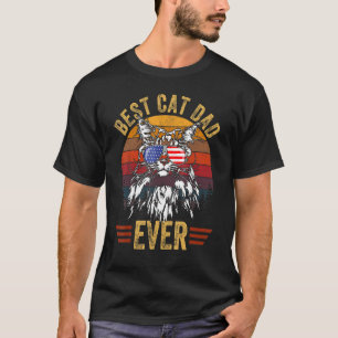 T-shirt Vintage Best Cat Dad Ever Glasses Retro Fathers Da