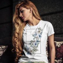 Vintage Bleu et gris Fleurs florissantes aquarelle