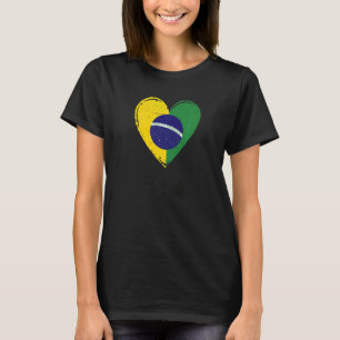 T-shirt Vintage Brésil Racines Coeur Brésil Drapeau Pride