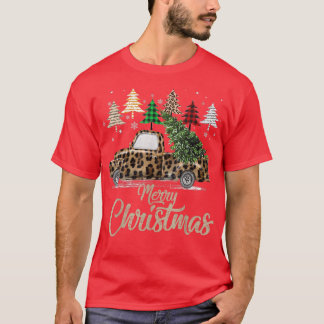 T-shirt Vintage Buffalo Plaid Arbre de Noël Camion Rouge