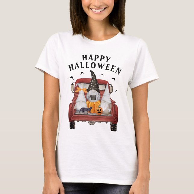 T-shirt Vintage camion Gnomes Halloween (Devant)