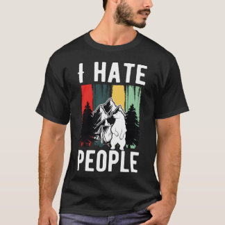 T-shirt Vintage Camping Costume Of Bear Says I Hate People