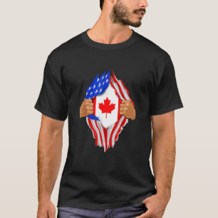 T-shirt Vintage Canada Flag Canadian Blood Inside Me