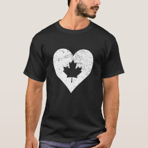 T-shirt Vintage Canada Love Coeur Feuille d'érable drapeau