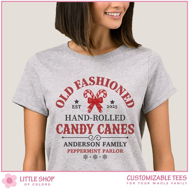T-shirt Vintage Candy Cane Customizable Family Christmas (Créateur téléchargé)