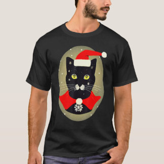 T-shirt Vintage Cat Santa Outfit Whimsical Christmas Holid