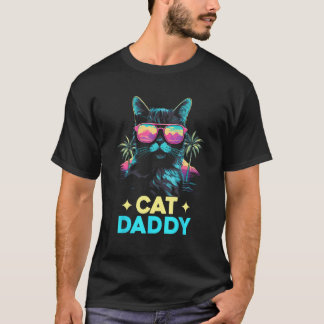 T-shirt Vintage Chat Papa Retro les années 70 80s Vaporwav