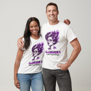 T-shirt Vintage Chic Alzheimer's Awareness Dame violette