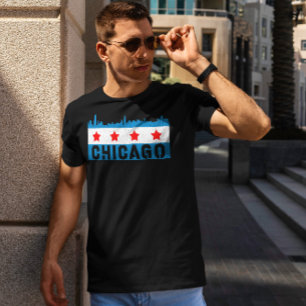 T-shirt Vintage Chicago Flag Skyline