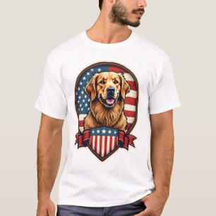 T-shirt vintage chien Golden Retriever USA Pride