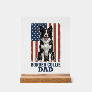 T-shirt vintage chien patriote papa Border Collie