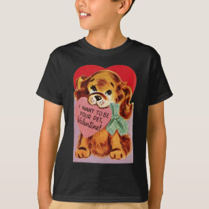 T-shirt Vintage Chien tient le coeur Valentine