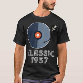 T-shirt Vintage Classic 1957 Vinyl Record Player Musique L