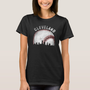 T-shirt Vintage Cleveland Skyline City Baseball