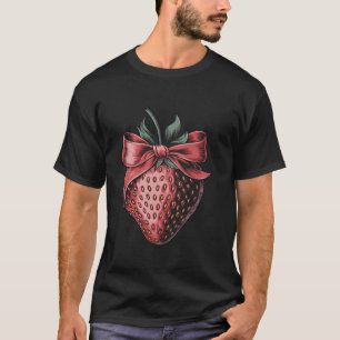 T-shirt Vintage Coquette Bow Fraise Cool Fraises