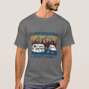 T-shirt Vintage COREY LAKE MICHIGAN Funny Fishing Camping