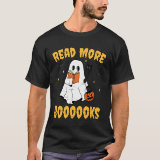 T-shirt Vintage Cute Ghost Read More Books Black Cat Bats 
