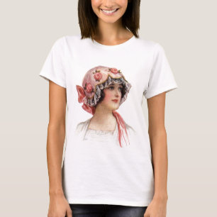 T-shirt Vintage dame en soie Bonnet à fleurs