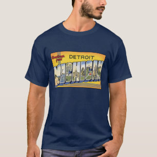 T-shirt Vintage Detroit, Michigan Carte postale Tee - shir