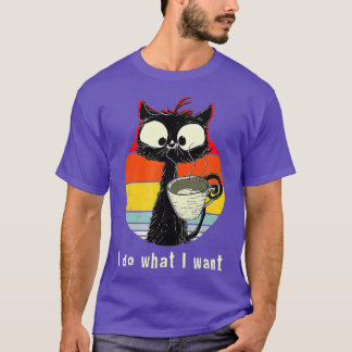 T-shirt Vintage Do What I Want Cat Coffee Black Cat Red Cu