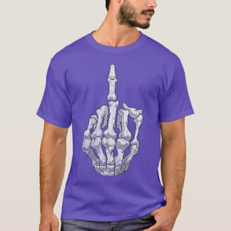 T-shirt vintage drôle Halloween doigt d'honneur squelette