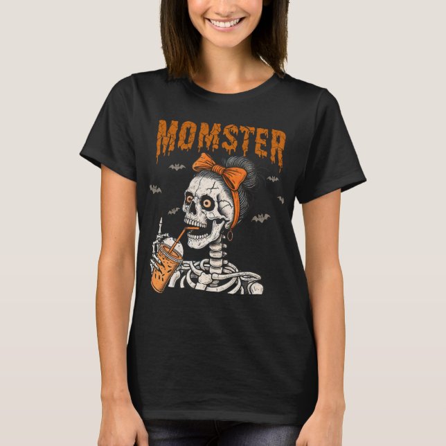 T-shirt Vintage Drôle Momster Skeleton Halloween (Devant)