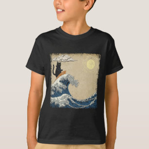T-shirt Vintage étrange avec un chat faisant du surf sur l