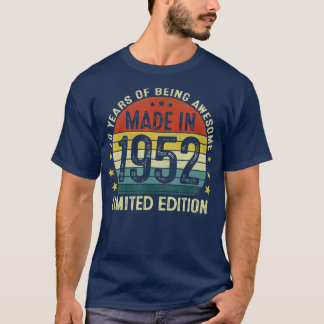T-shirt Vintage Fabriqué En 1952 70 Ans 70e Anniversaire G