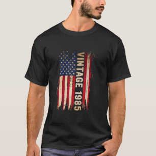T-shirt Vintage Fabriqué En 1985 Drapeau Américain 40e Ann
