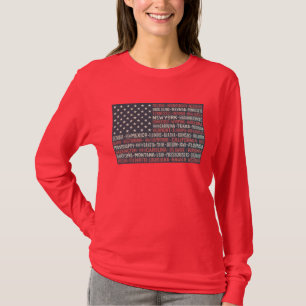 T-shirt Vintage Faded American Flag State Noms Mots Art