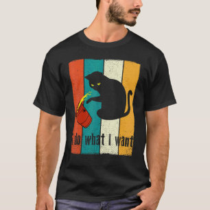 T-shirt Vintage Fais Ce Que Je Veux Chat Noir Coupe Rouge