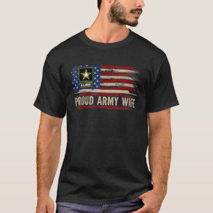 T-shirt Vintage fière épouse de l'armée Drapeau américain