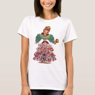 T-shirt Vintage fille danseuse latine robe traditionnelle