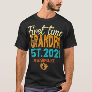 T-shirt Vintage First Time Grandpa Est 2021 Gifts