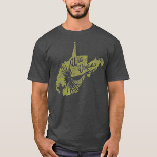 T-shirt Vintage Fish West Virginia State Map WV Fly Fishin