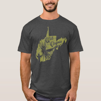 T-shirt Vintage Fish West Virginia State Map WV Fly Fishin
