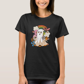 T-shirt Vintage Floral Ghost Cute Halloween Spooky Season