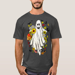 T-shirt Vintage Floral Ghost mignonne Halloween Boo Funny 