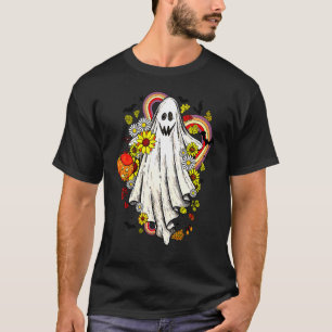 T-shirt Vintage Floral Ghost mignonne Halloween Boo Super 