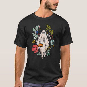 T-shirt Vintage Floral Ghost Pumkin Halloween Costume Men