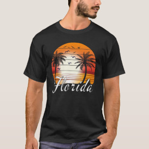 T-shirt Vintage Floride USA Palm Trees Summer Beach