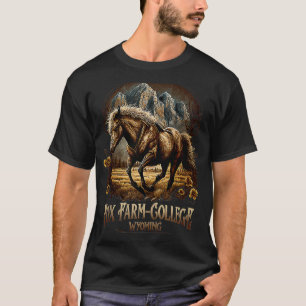 T-shirt Vintage Fox Farm College Wyoming Mountains Horse W