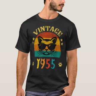 T-shirt Vintage Funny Chat Cadeau d'anniversaire 1955 Homm