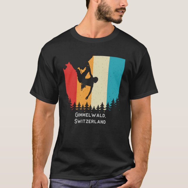 T-shirt Vintage Gimmelwald Suisse Rock Escalade Bould (Devant)